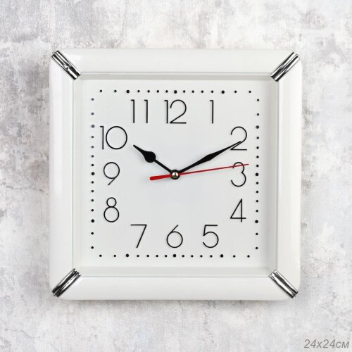 736805 (в уп.30шт.) - Часы настенные 24х24см. / NE [01108936] 736805 (в уп.30шт.) - Часы настенные 24х24см. / NE-2488W /, материал: пластик, стекло, металл.