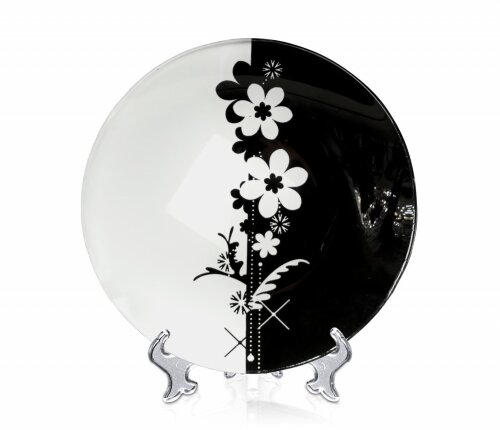 85-140-127 АКЦИЯ - Тарелка "Ромашки" прозр.бел.чёр [01084951] 85-140-127 АКЦИЯ - Тарелка "Ромашки" прозр.бел.чёрн.