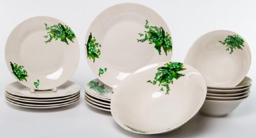 192-47198 (в кор.2наб.) - Столовый набор 19пр. "Ла [01097308] 192-47198 (в кор.2наб.) - Столовый набор 19пр. "Ландыши" (фарфор: тарелка мелкая 8" (20 см) - 6шт., тарелка мелкая 7" (18 см) - 6шт., салатник 7" (18 см, 600 мл) - 6шт., салатник 9" (23 см, 1200 мл) - 1шт.)