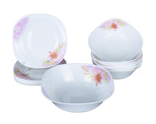 666524 (в кор.2наб.) - Столовый набор 13пр.квадрат [01095247] 666524 (в кор.2наб.) - Столовый набор 13пр.квадратный W/13/87595/XN (7002)/ (6 суп.тарел.19см, 6 плоских тарел. 21см, 1 салатник 24см.)