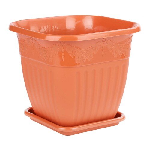 368113-РСВ (в уп.15шт.) - Горшок цветочный "Лозанн [01105453] 368113-РСВ (в уп.15шт.) - Горшок цветочный "Лозанна" 3л квадратный с подонном коричневый М7414