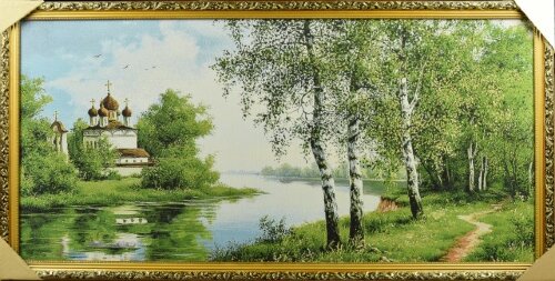 60*120 44 &quot;Храм у воды&quot; Картина гобелен [01086776] 60*120 44 "Храм у воды" Картина гобелен