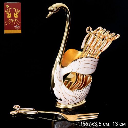 686446 (в уп.100наб.) - Вилки в наборе 7пр. / 207- [01030938] 686446 (в уп.100наб.) - Вилки в наборе 7пр. / 207-9-Gold /, размер: 15х7х3,5см, H=13см.