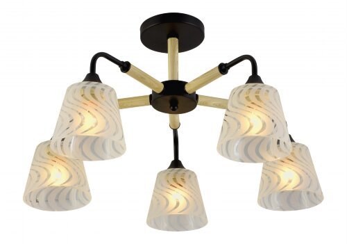 МС-XA1371B/5 BK+WOOD (4) светильник потолочный [01102900] МС-XA1371B/5 BK+WOOD (4) светильник потолочный