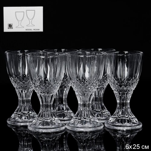 690536 (в уп.48шт.) - Рюмка 15мл фактурная, набор [01069851] 690536 (в уп.48шт.) - Рюмка 15мл фактурная, набор 6шт. / YT-5983 / Минзурка, материал: стекло.