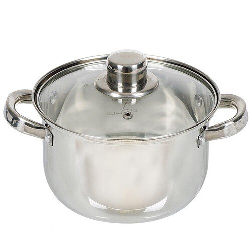 424404-РСВ (в уп.1шт.) - Кастрюля со стекл. крышко [01106478] 424404-РСВ (в уп.1шт.) - Кастрюля со стекл. крышкой нерж. DNN3 2,7л. SD-A17-18, металлик (355347)