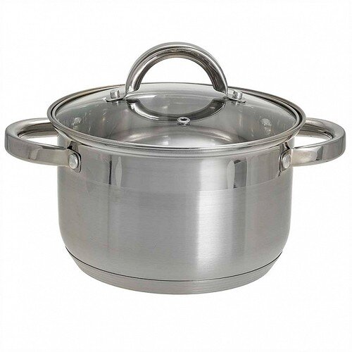 215988-РСВ (в уп.6шт.) - Кастрюля из нерж стали со [01108831] 215988-РСВ (в уп.6шт.) - Кастрюля из нерж стали со стеклянной крышкой (d=18см, 3л.) BE-111/2, материал: нержавеющая сталь.