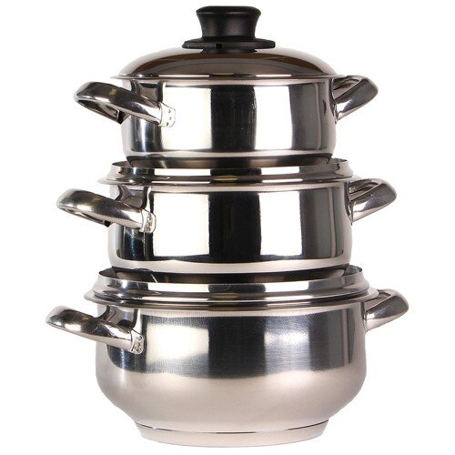 400263-РСВ (в уп.1наб.) - Набор кастрюль 6пр. Aria [01105480] 400263-РСВ (в уп.1наб.) - Набор кастрюль 6пр. Arian TEK,  3л.(20см), 4,5л.(22см), 6,5л.(24см), /4STCLK0006004 арт.1301.012/, материал: нержавеющая сталь.