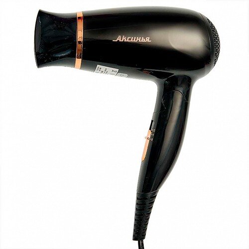 482861-РСВ (в уп.1шт.) - Фен Аксинья КС-705 складн [01111123] 482861-РСВ (в уп.1шт.) - Фен Аксинья КС-705 складная ручка, 1200Вт, черный с золотым, материал: пластик, металл.