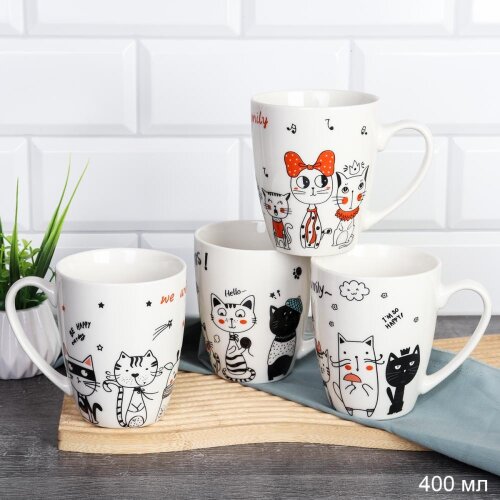 748029 (в уп.72шт.) - Кружка 400мл. Котики / S2034 [01110437] 748029 (в уп.72шт.) - Кружка 400мл. Котики / S2034 /, материал: керамика.