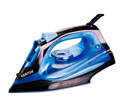 450737-РСВ (в уп.1шт.) - Утюг Centek CT-2351 синий [01108627] 450737-РСВ (в уп.1шт.) - Утюг Centek CT-2351 синий, 2200Вт, керамическая подошва, 300 мл, паровой удар, самоочистка