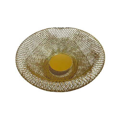 555663-РСВ (в уп.1шт.) - Ваза для фруктов 24,5х11х [01110075] 555663-РСВ (в уп.1шт.) - Ваза для фруктов 24,5х11х10,5см, золотая 8913, материал: металл.