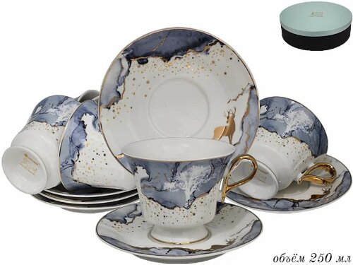 122-001 (в уп.6наб.) - Чайный набор 12пр. в под.уп [01110900] 122-001 (в уп.6наб.) - Чайный набор 12пр. в под.упак. (6 кружек 250мл, 6 блюдец.), материал: фарфор.