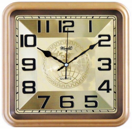 6003k GG (в кор.20шт.) - Часы настенные WORLD. Кор [01105140] 6003k GG (в кор.20шт.) - Часы настенные WORLD. Корпус выполнен из пластика,  закрыт стеклом. Особенность :циферблат ПВХ. Механизм кварцевый плавного хода. Питание от батарейки АА (в комплект не входит). Размер модели: 330*330*40 мм.