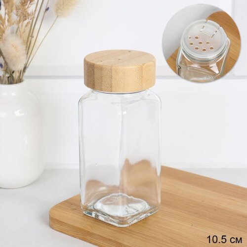748165 (в уп.144шт.) - Солонка 10,5см с ситечком 1 [01111322] 748165 (в уп.144шт.) - Солонка 10,5см с ситечком 120 мл. / KB105 / крышка бамбук, материал: стекло.