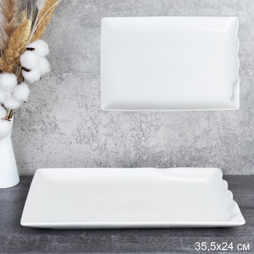 736212 (в уп.20шт.) - Блюдо прямоугольное 35,5х4,5 [01111010] 736212 (в уп.20шт.) - Блюдо прямоугольное 35,5х4,5см. / KY-600 /, материал: фарфор.