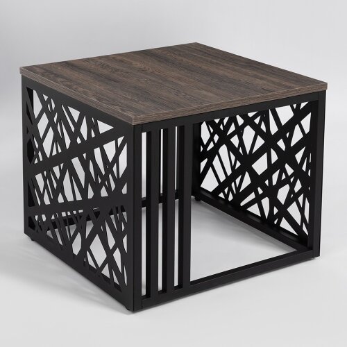 СтЖ104 Стол журнальный, 51х51х42 см, ЛДСП хронос, [01109381] СтЖ104 Стол журнальный, 51х51х42 см, ЛДСП хронос, металл чёрный (цвет 02, разобр.вид), Мансарда