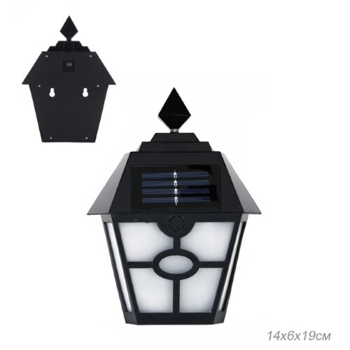 690379 (в уп.72шт.) - Светильник садовый, настенны [01099278] 690379 (в уп.72шт.) - Светильник садовый, настенный на солнечной батарее, размер: 14х19см. /PM-614/, материал: пластик.