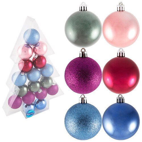 452419-РСВ (в уп.1наб.) - Набор шаров "Елка" (17шт [01045005] 452419-РСВ (в уп.1наб.) - Набор шаров "Елка" (17шт) размер: 6см. арт.007657, материал: пластмасса, полиэстер.