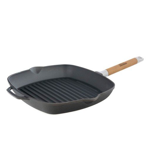 474580-РСВ (в уп.1шт.) - Сковорода-гриль чугунная [01106839] 474580-РСВ (в уп.1шт.) - Сковорода-гриль чугунная 280х280 со съемной деревянной ручкой 280*280 0628 "БИОЛ"