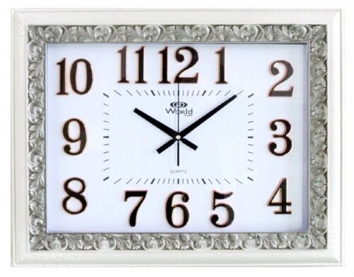 7689k WM (в уп.6шт.) - Часы настенные WORLD, накла [01096060] 7689k WM (в уп.6шт.) - Часы настенные WORLD, накладные цифры, кварцевый механизм плавного хода, размер: 600х470х45мм, материал: пластик, стекло.