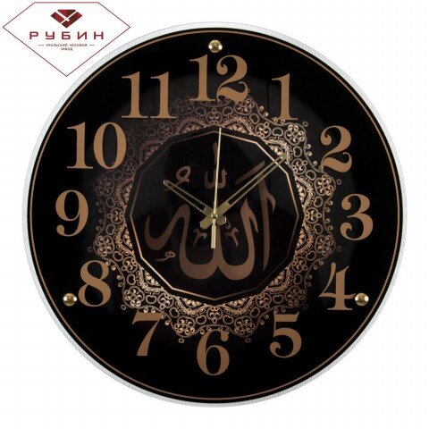 4040-101 (в кор.5шт.) - Часы настенные круглые&quot;Алл [01081919] 4040-101 (в кор.5шт.) - Часы настенные круглые"Аллах" "Рубин", размер: диаметр 39см, материал: пластик, стекло, кварцевый механизм, плавный ход.