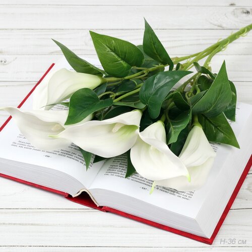 676859 (в уп.18/180шт.) - Цветок искусственный 36с [01106658] 676859 (в уп.18/180шт.) - Цветок искусственный 36см. Калла букет / GT41-5 /, материал: пластик.