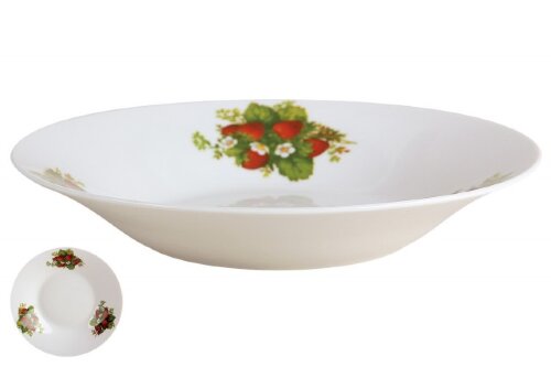 146269 (в уп.72шт.) - Тарелка суповая 500мл./20см. [01094921] 146269 (в уп.72шт.) - Тарелка суповая 500мл./20см. "Клубника" /ZHL-1551/, материал: фарфор.