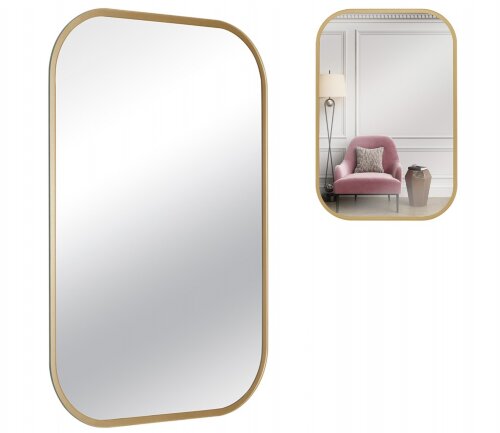 6042-Z3 (1) Зеркало интерьерное настенное с закруг [01108918] 6042-Z3 (1) Зеркало интерьерное настенное с закругленными углами c окантовкой 60х40 см, золото, Рубин