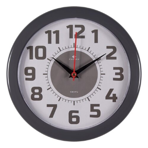 2323-124 (в кор.10шт.) - Часы настенные круг d=24, [01108105] 2323-124 (в кор.10шт.) - Часы настенные круг d=24,5см, корпус темно-серый "Классика" Рубин