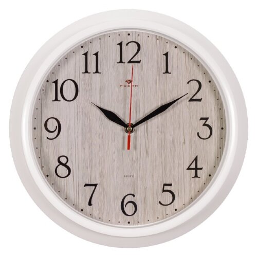3024-146 (10) Часы настенные круг d=30см, корпус б [01108123] 3024-146 (10) Часы настенные круг d=30см, корпус белый "Текстура дерева" "Рубин"