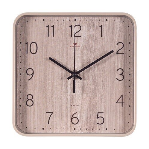 1918-006 (в кор.10шт.) - Часы настенные квадрат 19 [01108050] 1918-006 (в кор.10шт.) - Часы настенные квадрат 19х19см, корпус бежевый "Текстура дерева", Рубин