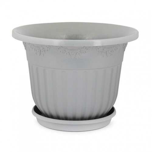 395062-РСВ (в уп.5шт.) - Горшок цветочный &quot;Лозанна [01095552] 395062-РСВ (в уп.5шт.) - Горшок цветочный "Лозанна" 40л с поддоном (серый) М8105  г.Октябрьский