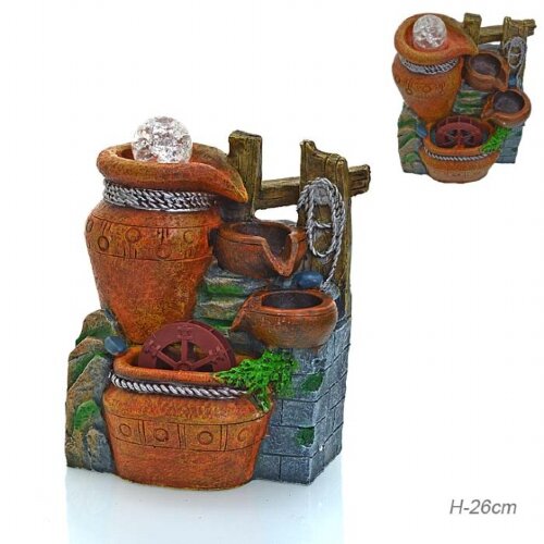 653207 (в уп.12шт.) - Фонтан декоративный /1934/, [01097857] 653207 (в уп.12шт.) - Фонтан декоративный /1934/, размер: H=26см, материал: полимер.