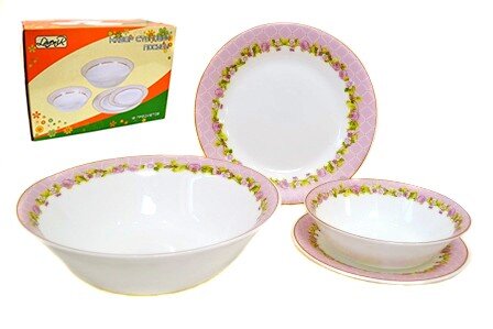 16102 (в уп.2наб.) - Столовый набор 19пр, R19BW 16 [01103641] 16102 (в уп.2наб.) - Столовый набор 19пр, R19BW 16102 "Нежность" (Тарелка мелкая 9" (23см) - 6шт, тарелка мелкая 7" (18см) - 6шт, салатник 6,5" (15,5см) - 6шт, салатник 9" (23см) - 1шт.)