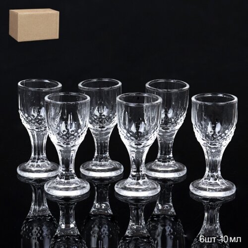 717664 (в уп.48наб.) - Рюмка 6штук 10мл фактурная [01104666] 717664 (в уп.48наб.) - Рюмка 6штук 10мл фактурная / BХ-13 / Минзурка