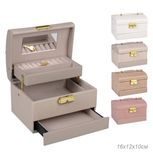 696435 (в уп.48шт.) - Шкатулка для украшений 16х12 [01057148] 696435 (в уп.48шт.) - Шкатулка для украшений 16х12х10см. / E112 /, материал: текстиль, картон.