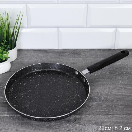 722477 (в уп.30шт.) - Сковорода блинная 22см. анти [01106349] 722477 (в уп.30шт.) - Сковорода блинная 22см. антиприг гранит покрытие/индукция/ BR-477 /, материал: металл.