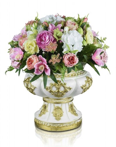 Вазон с цветами, белый, размер: высота 50см, ширин [01090865] Вазон с цветами, белый, размер: высота 50см, ширина 40см., материал: гипс, РУЧНАЯ РАБОТА