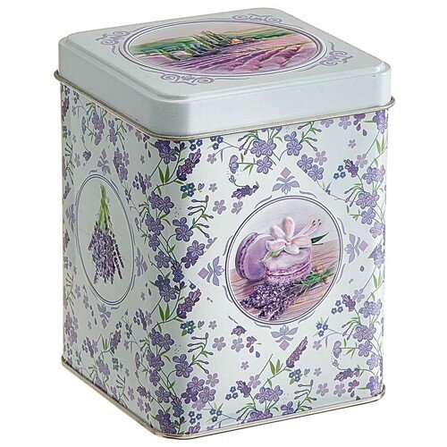 563617-РСВ (в уп.12шт.) - Банка жестяная 0,86л, с [01110627] 563617-РСВ (в уп.12шт.) - Банка жестяная 0,86л, с декоративным покрытием для хранения чая, специй, сыпучих продуктов Лаванда 4 П87*87h114v086-01997