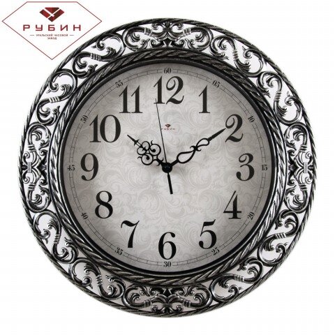 4051-105 (в кор.5шт.) - Часы настенные круг с узор [01081925] 4051-105 (в кор.5шт.) - Часы настенные круг с узором, размер: d=39,5см, корпус черное золото "Классика" "Рубин", материал: пластик, стекло, кварцевый механизм, плавный ход.