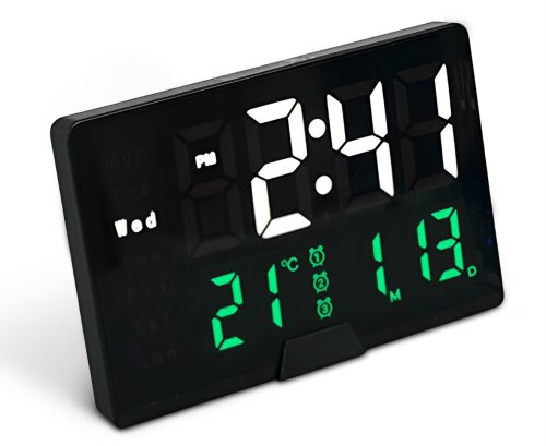 6627X черн-зеленый 4BL Будильник сетевой Космос. Р [01111095] 6627X черн-зеленый 4BL Будильник сетевой Космос. Размер:13,5*9*3,5 см. Корпус изготовлен из пластика и покрыт пленкой под дерево. Функция управления голосом. 3 будильника. Комплектация: часы, инструкция, кабель USB, упаковочная коробка.