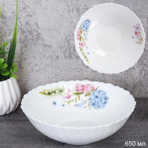 740172 (в уп.8шт.) - Салатник глубокий 650мл, 175м [01109882] 740172 (в уп.8шт.) - Салатник глубокий 650мл, 175мм, набор 6шт. Гортензия / TW-70 (7365) /, материал: стеклокерамика.