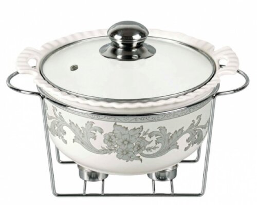 BK-7364 (в уп.4шт.) - Мармит керамический 2,75л. ( [01109958] BK-7364 (в уп.4шт.) - Мармит керамический 2,75л. (20см), крышка стекл. с ручкой из нержав. стали, подставка метал, материал: жаропр. керамика.