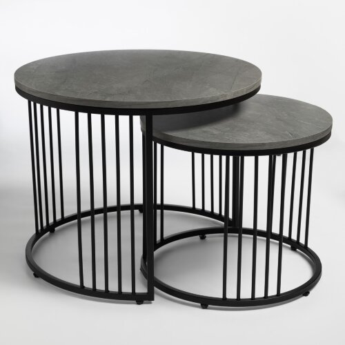 СтЖ105 Стол журнальн,комплект,60х60х48см,45х45х41с [01109382] СтЖ105 Стол журнальн,комплект,60х60х48см,45х45х41см,ЛДСП каспий тёмн,металл чёрн(цвет 03,собр.вид), Мансарда