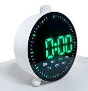 9013X-4W бел-зел Будильник зеркальный,с датой, тем [01111099]