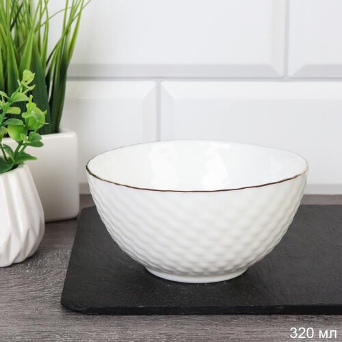 676621 (в уп.18наб.) - Салатник 320мл. (110мм.), н [01108267] 676621 (в уп.18наб.) - Салатник 320мл. (110мм.), набор 6шт. фактурный с золотом / WVW45Q (WHITE GOLD), материал: стеклокерамика.