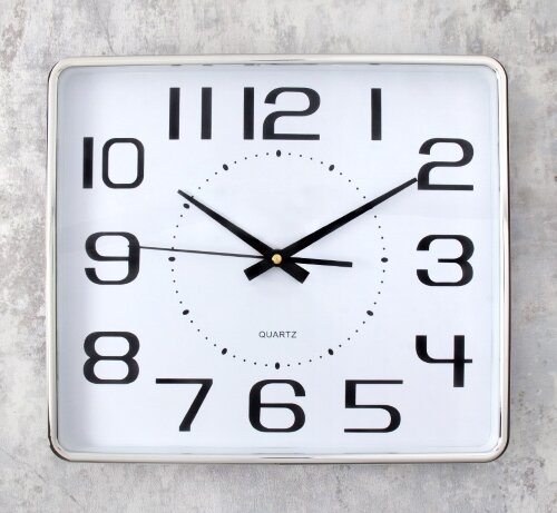 650387 (в уп.10шт.) - Часы настенные квадрат. Сере [01110999] 650387 (в уп.10шт.) - Часы настенные квадрат. Серебро / WS-7451B /, размер: 34х30см, материал: пластик, стекло, металл.