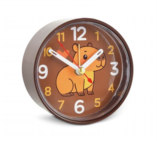 В7-039 (40)  Будильник кварц, корпус коричневый &quot;К [01110413] В7-039 (40)  Будильник кварц, корпус коричневый "Капибара"
