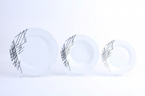 BK-9811 (в уп.2наб.) - Акция Сервиз обеденный 18пр [01097903] BK-9811 (в уп.2наб.) - Акция Сервиз обеденный 18пр. "DAY & NIGHT": тарелка обеденная 6 шт. (d=26,7см), тарелка суповая 6 шт. (d=21,6см), тарелка десертная 6 шт. (d=19см), подходит для чистки в посудомоечной машине, материал: фарфор.